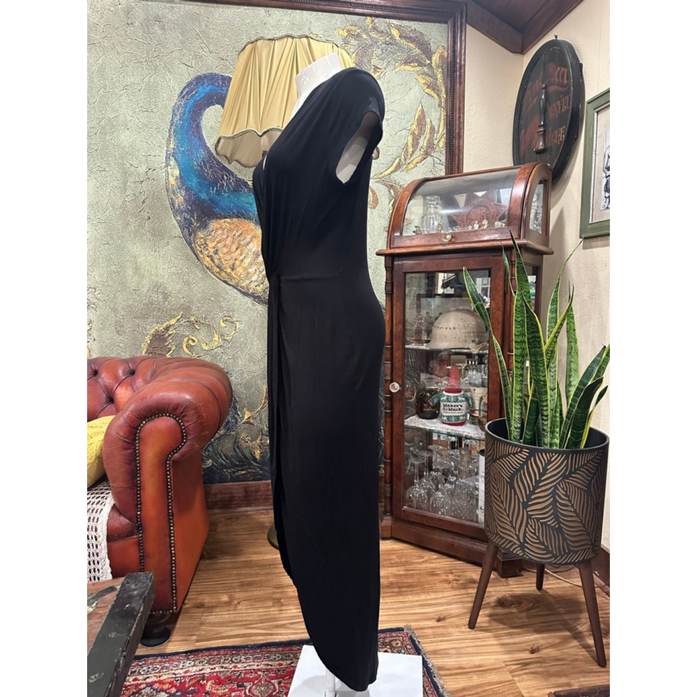 Rolla Coster Black Twist Front V Neck Jersey Maxi Dress Large - Picture 4 of 8